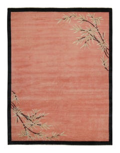 Rug & Kilim's Chinese Art Deco Style Rug in Pink with Floral Patterns