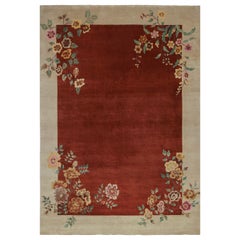 Rug 
Kilim
s Chinesischer Art Deco Stil Teppich in Rot 
Creme mit Blumenmuster