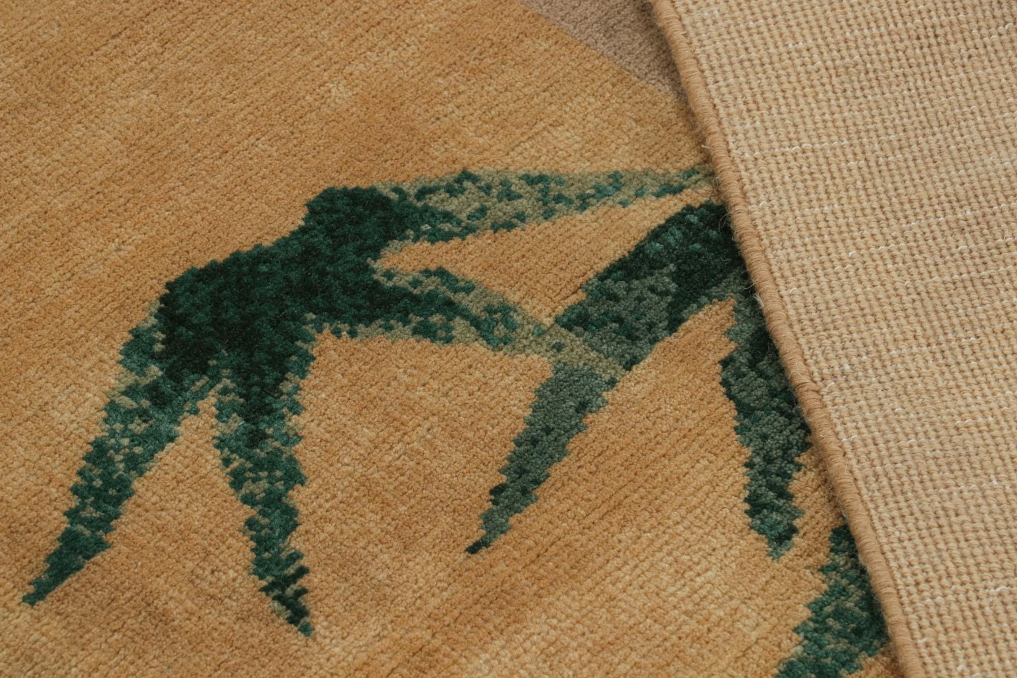 Alfombra china de estilo Art Déco de Rug & Kilim, con motivos florales de bambú Siglo XXI y contemporáneo en venta