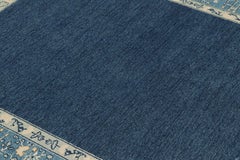 Rug & Kilim’s Chinese Art Deco Style Rug with Blue Open Field