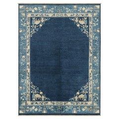 Rug & Kilim's Chinese Art Deco Style Rug with Blue Open Field