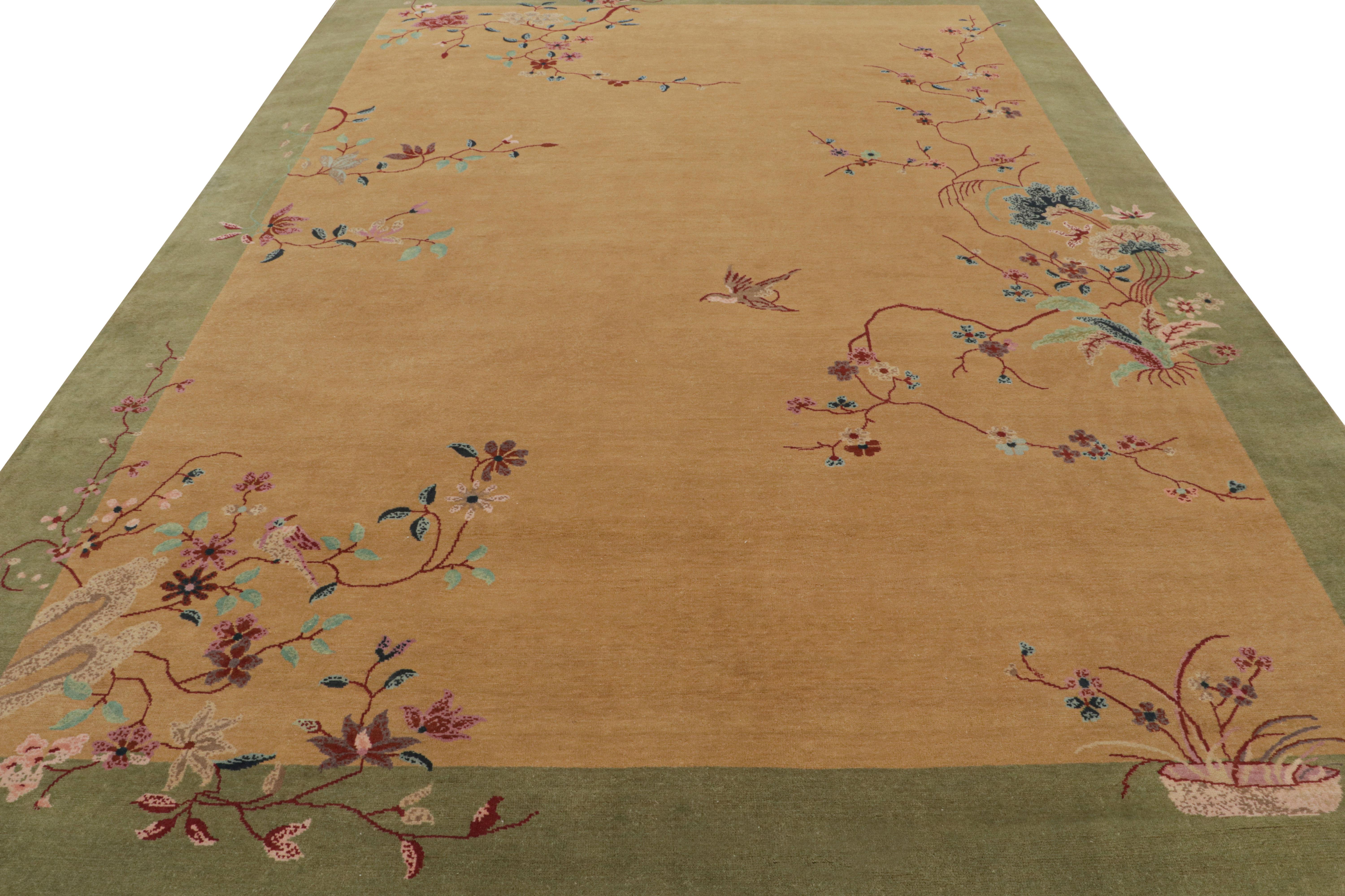 Art Déco Tappeto in stile Art Deco cinese di Rug & Kilim, con motivi floreali e pittorici in vendita