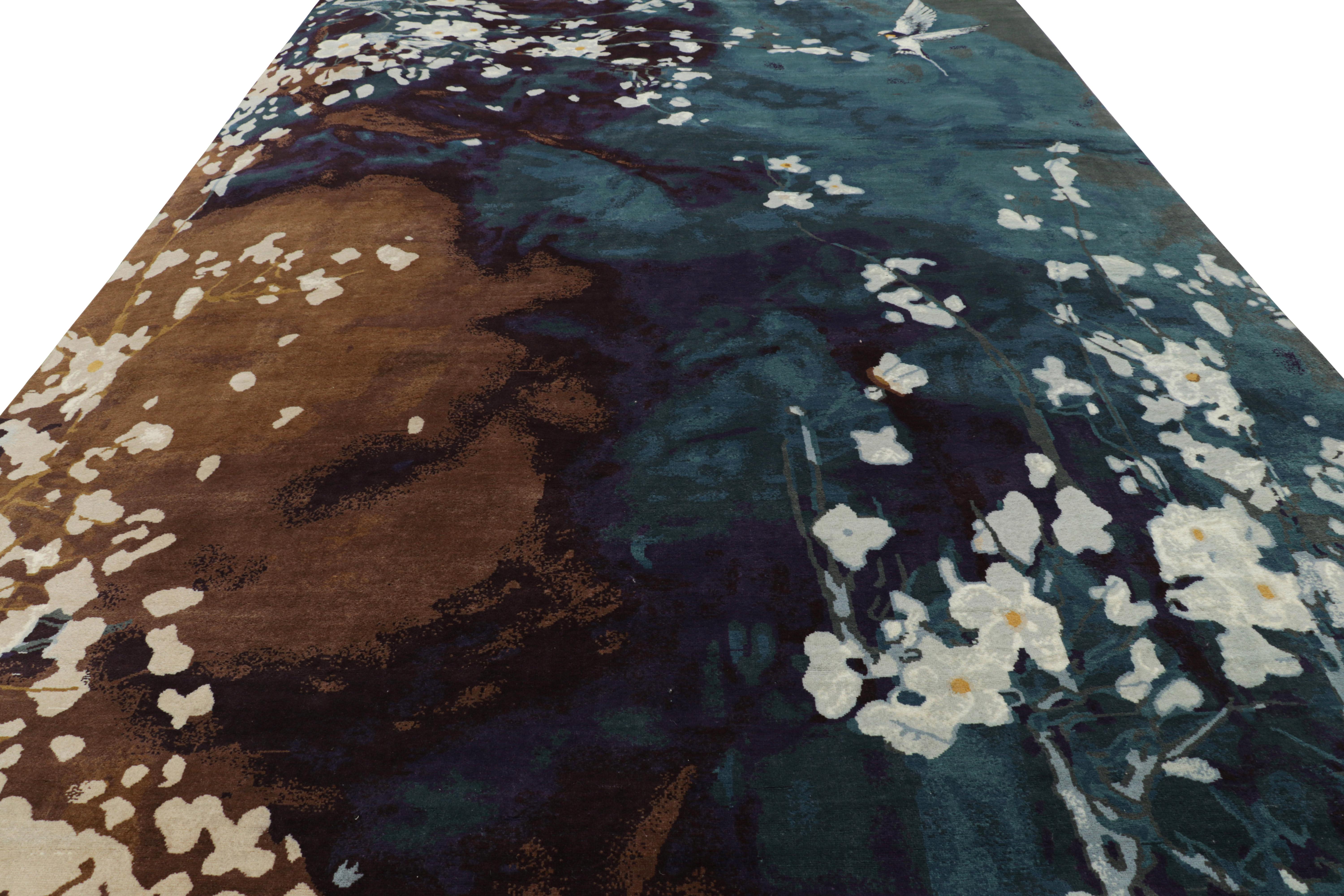 Alfombra china de estilo Art Déco con motivos florales y pictóricos de Rug & Kilim Indio en venta