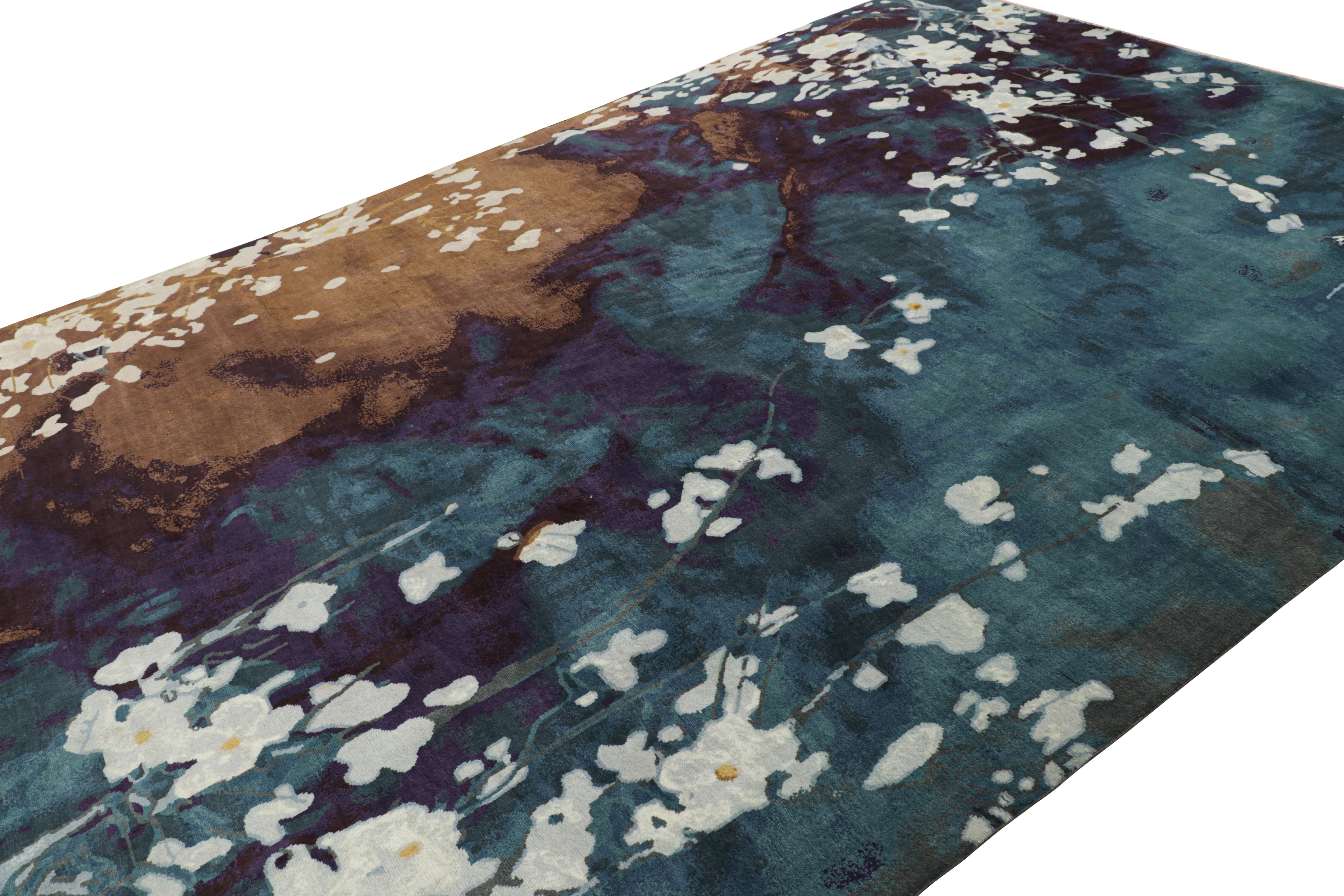 Alfombra china de estilo Art Déco con motivos florales y pictóricos de Rug & Kilim Anudado a mano en venta