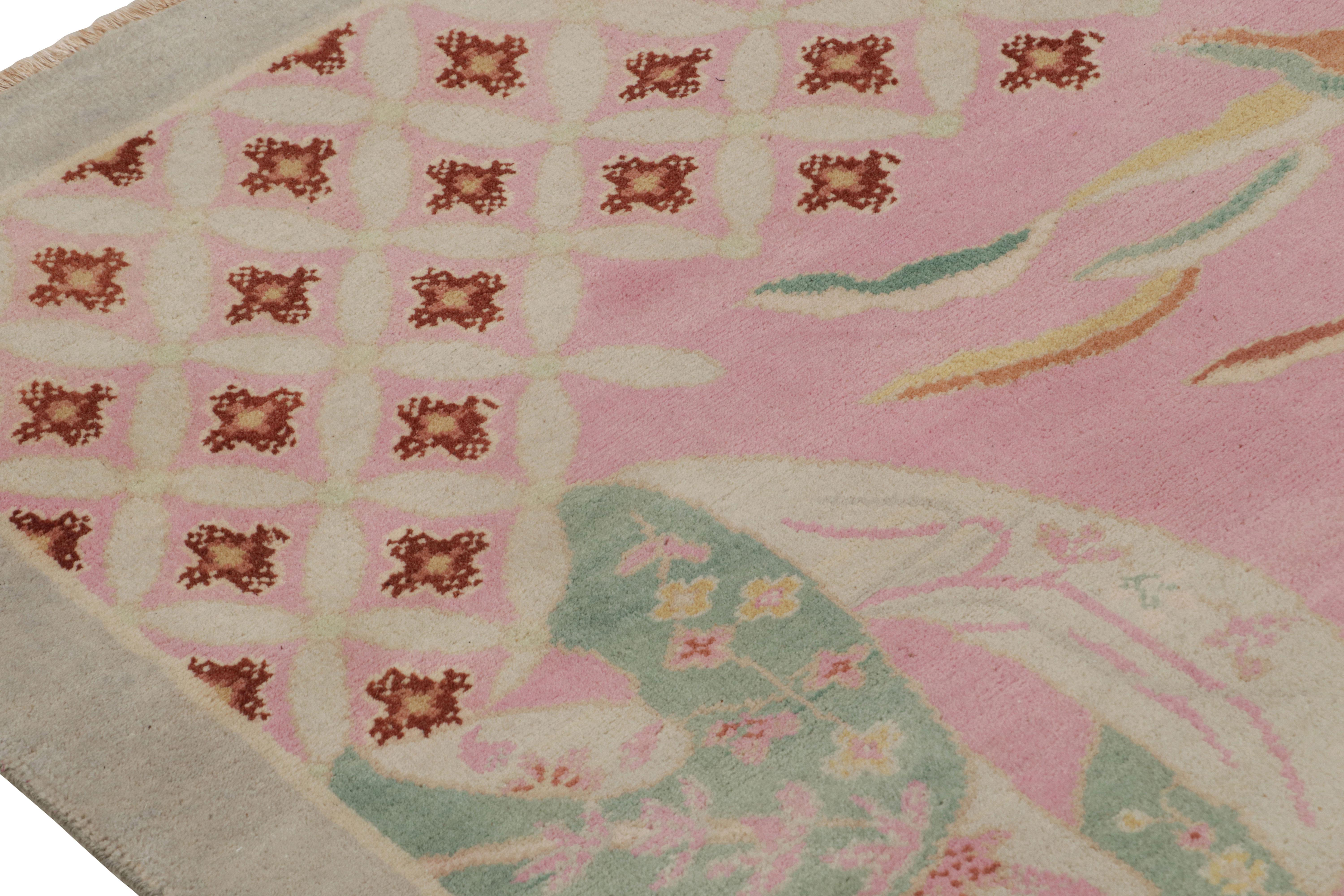 Annodato a mano Tappeto in stile Art Deco cinese di Rug & Kilim con motivi floreali geometrici in vendita