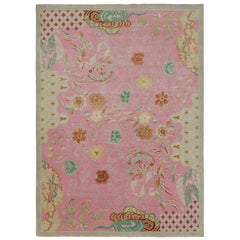 Rug & Kilim’s Chinese Art Deco style rug, with Geometric Floral Patterns