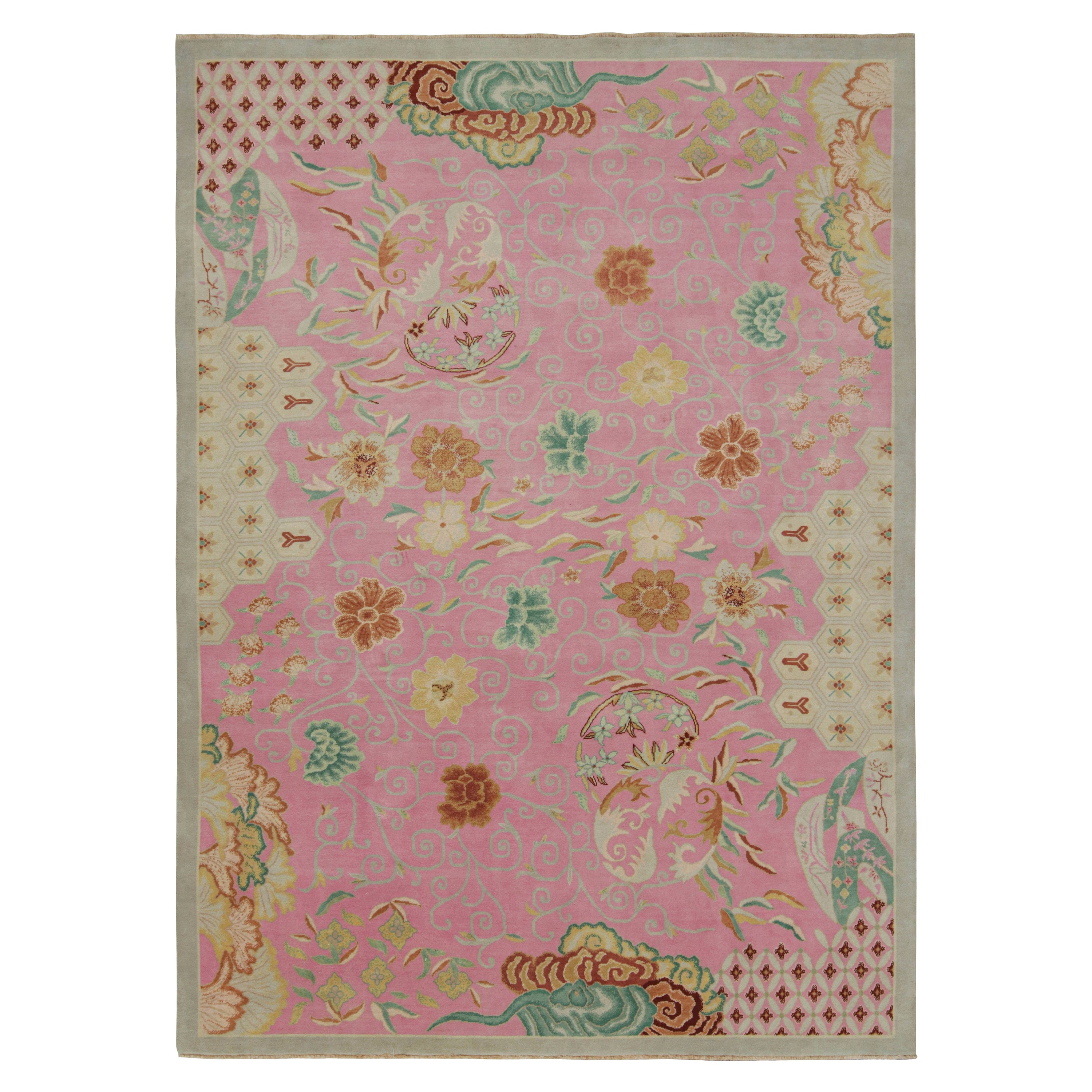 Tapis chinois de style Art déco de Rug
Kilim, avec motifs floraux géométriques