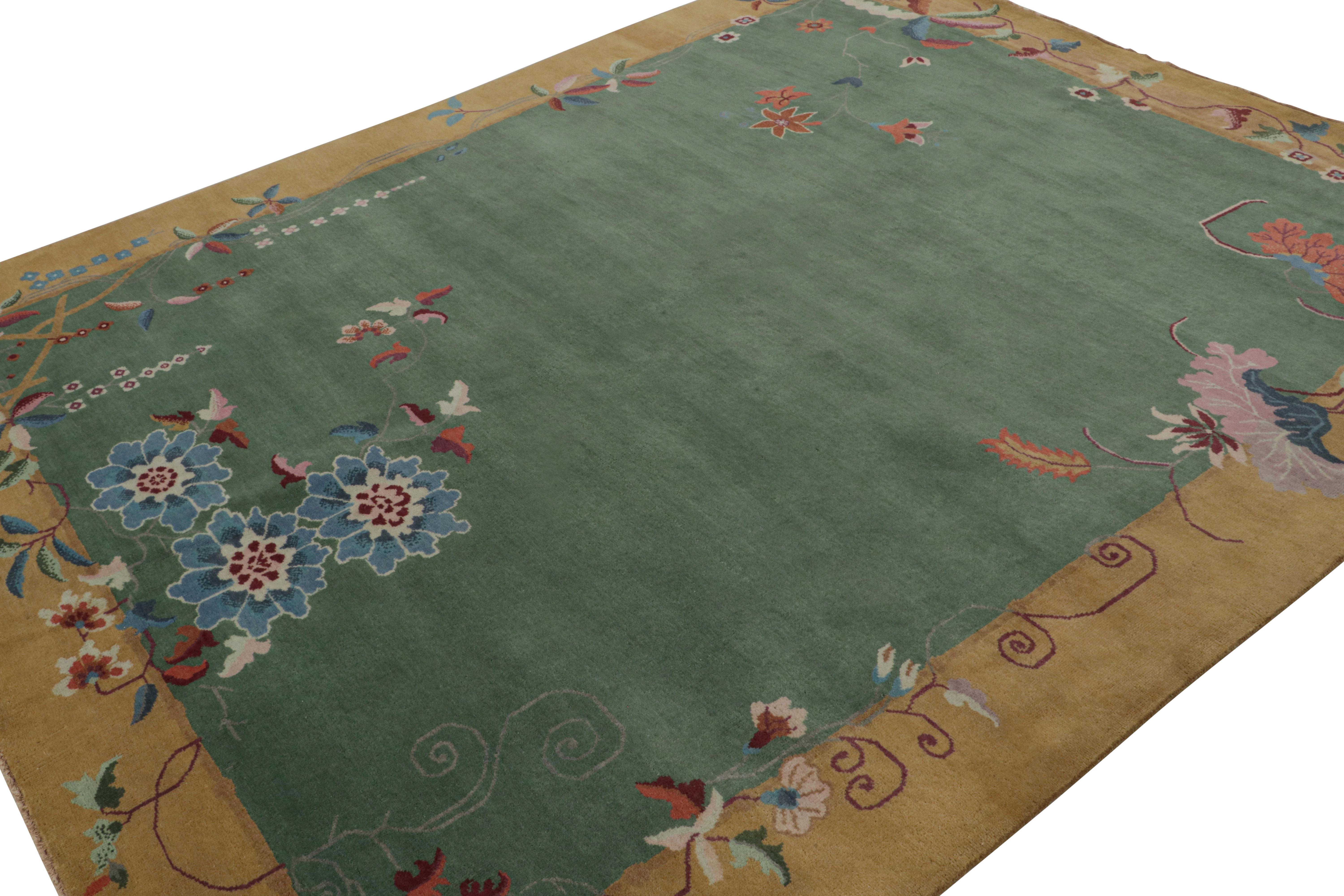 This contemporary 8x10 Chinese Art Deco rug, hand-knotted in wool, is the next great addition to Rug & Kilim’s repertoire of contemporary creations inspired by the Art Deco movement. 

On the Design: 

Inspired by the venerated 1920s style, this