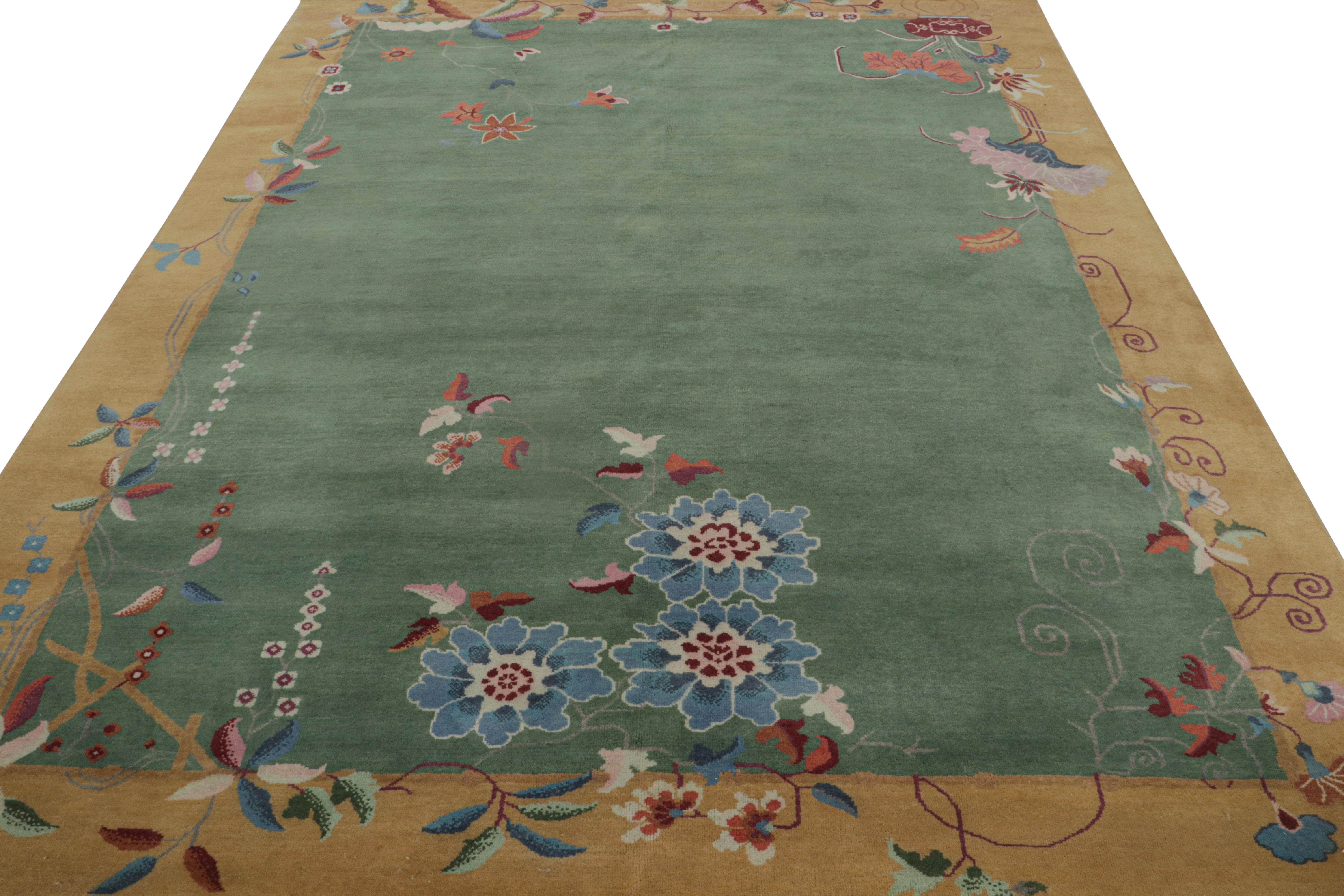 Indian Rug & Kilim’s Chinese Art Deco style rug, with Geometric Pattern and Pictorials For Sale