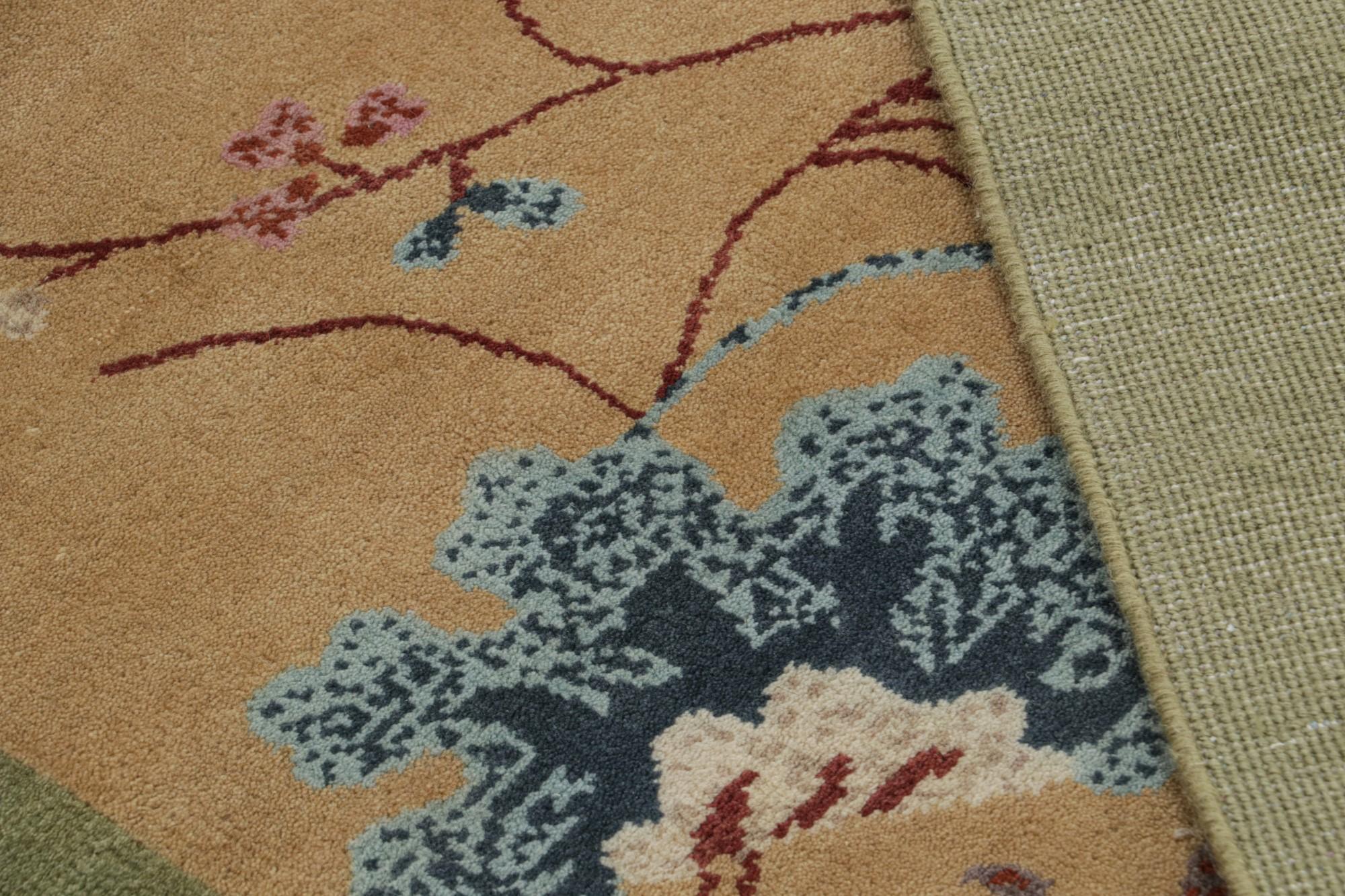 Laine Rug & Kilims Tapis chinois de style Art déco, avec motifs picturaux et floraux en vente