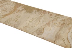 Rug & Kilim’s Chinese Art Deco Style Runner in Beige-Brown Wave Pictorials