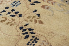 Rug & Kilim’s Chinese Art Deco Style Runner Rug, Cream White with Floral Pattern