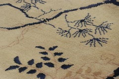 Rug & Kilim’s Chinese Art Deco Style Runner Rug, Floral Patterns on Cream White