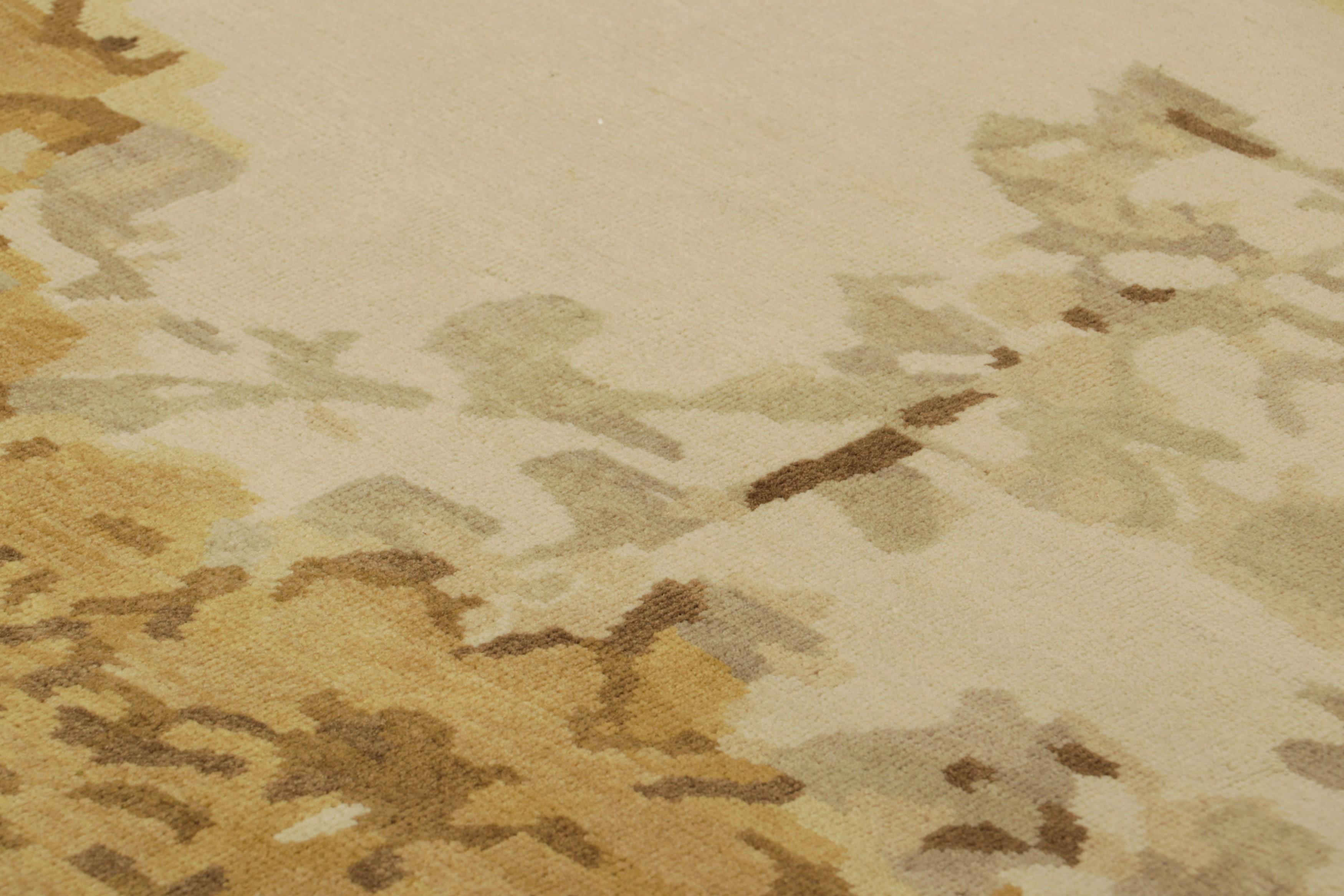 Made with hand-knotted wool, this 3x12 contemporary runner represents a bold and exciting new line in Rug & Kilim’s Chinese Art Deco rug collection—among the first of the “Komorebi” design series and its unique approach to the 1920s Chinoiserie
