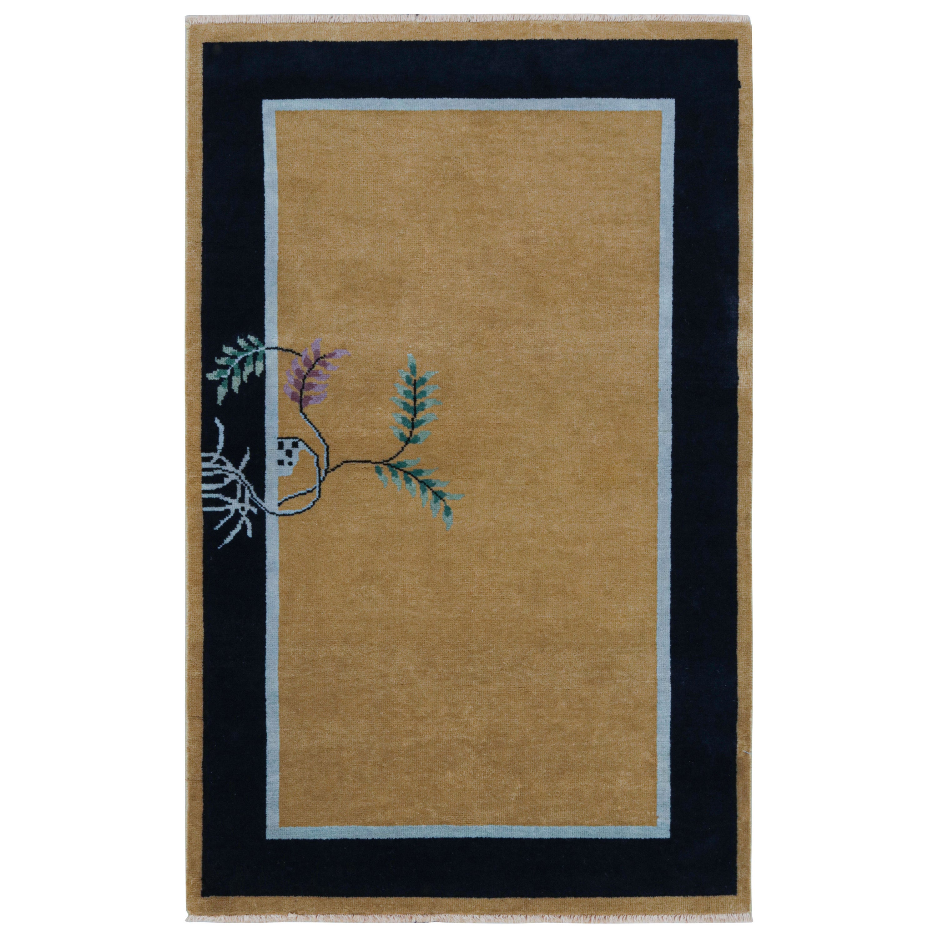 Rug 
Kilim’s Chinese Art Deco Style Scatter Rug in Gold and Blue