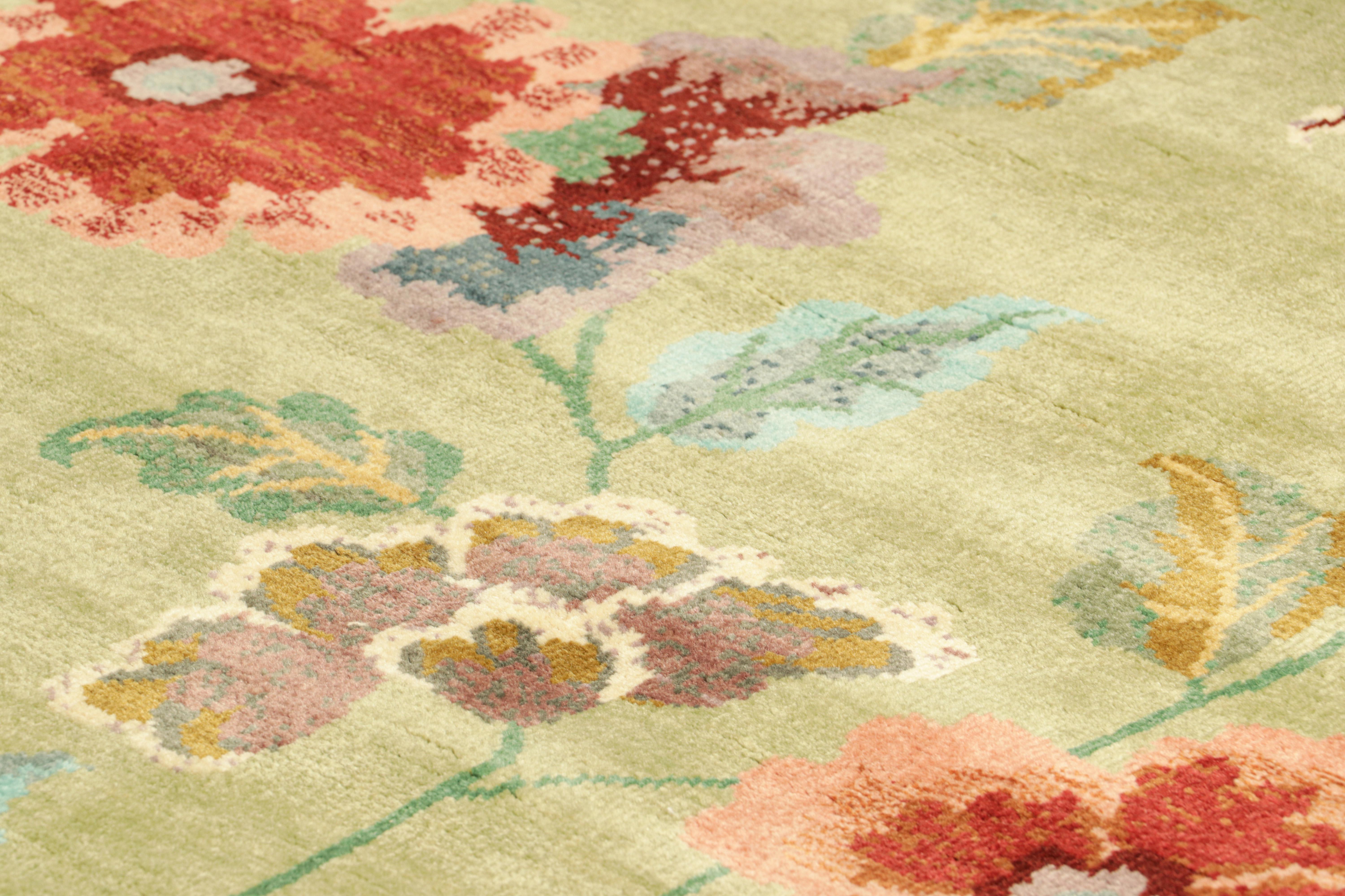 Hand-knotted in wool, this 4x4 rug by Rug & Kilim is a new addition to their Chinese Art Deco rug line. 

On the Design: 

Admirers of the craft will appreciate a subtle refinement in the texture, detail, and adaptation of this look in a current