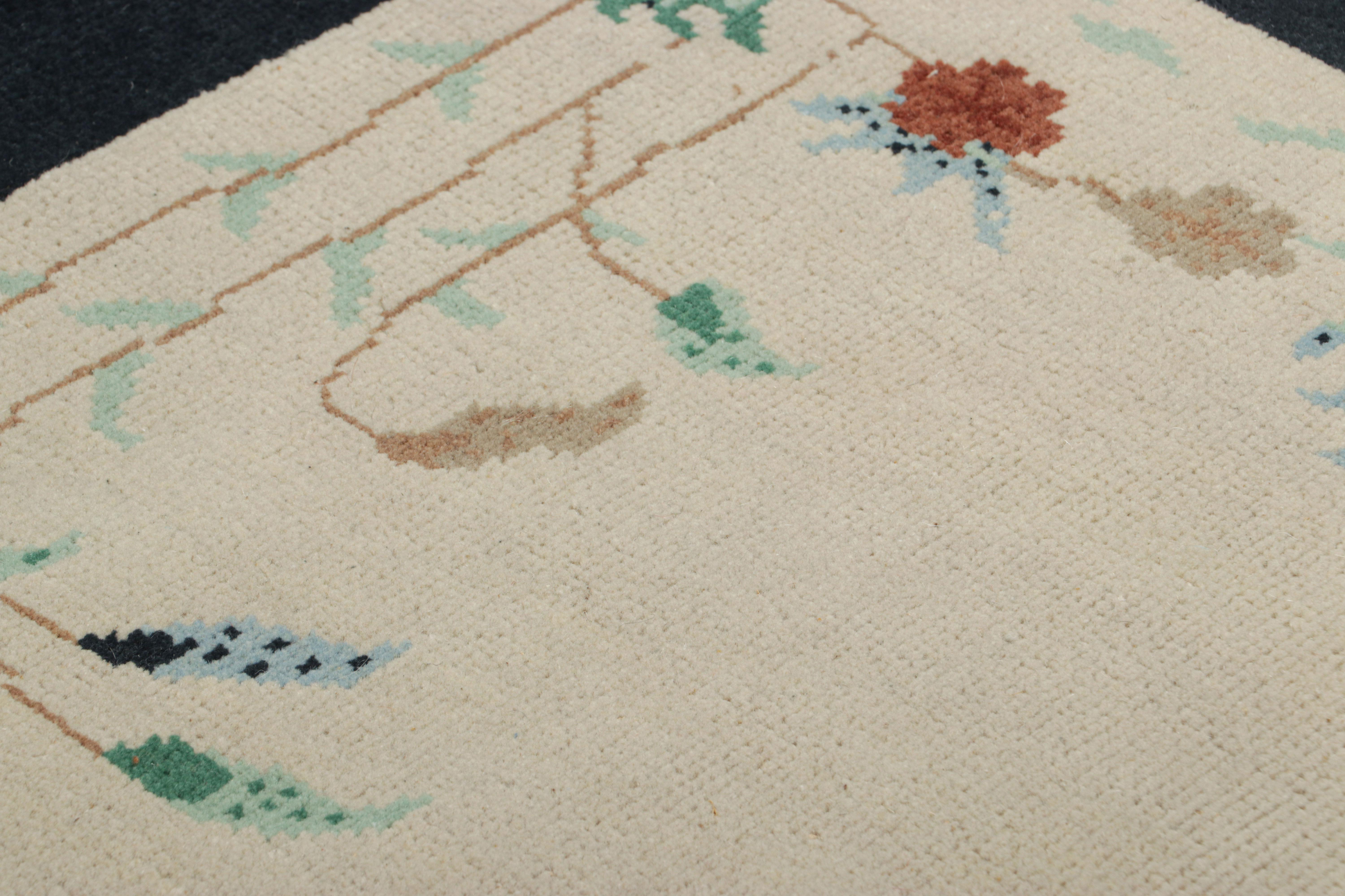  Made with hand-knotted wool, this 2x3 contemporary Chinese deco rug is the next great addition to Rug & Kilim’s repertoire of contemporary creations inspired by the Art Deco movement. 

On the Design: 

This contemporary Chinese deco rug presents a