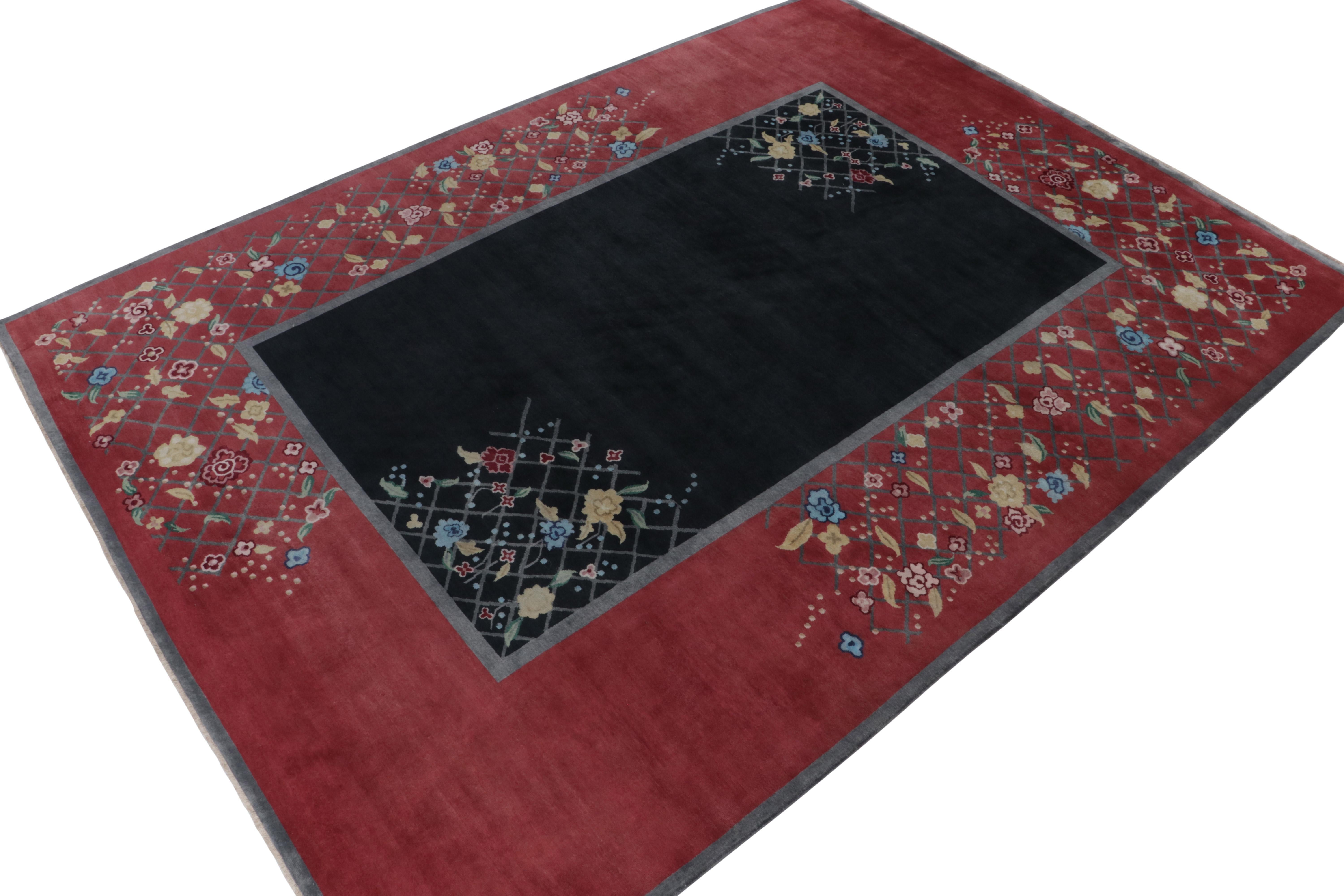 Hand-knotted in luscious wool, a 10x14 Art Deco rug, inspired by Chinese sensibilities of the 1920s. From Rug & Kilim’s inspired new Deco Collection, recapturing both the most iconic and unsung styles in history.   

On the Design: A deep red border