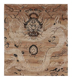 Rug & Kilim’s Chinese Inspired Dragon Rug, Pictorial in Sand and Earth Tones