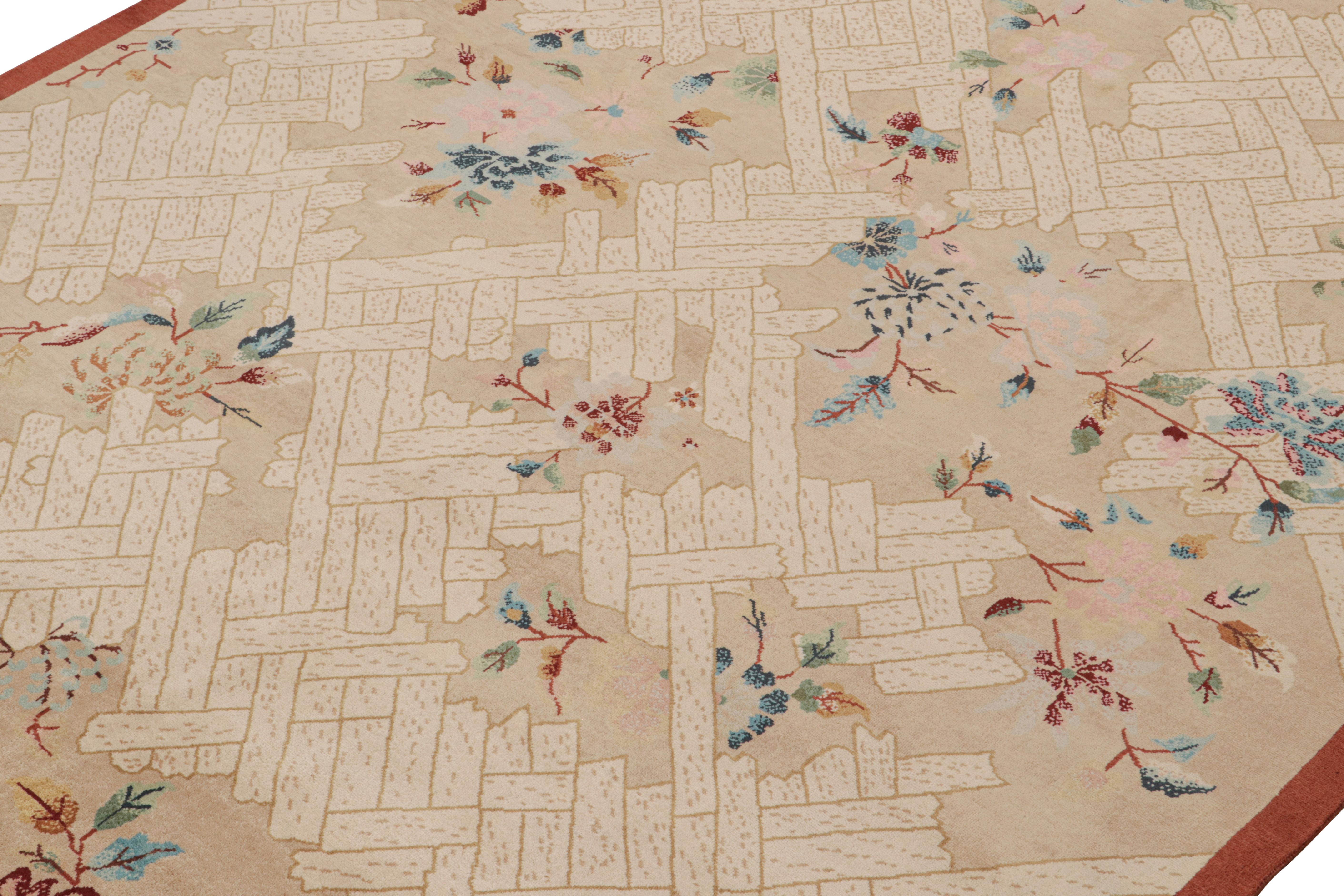 This 9x12 ode to Chinese Art Deco rugs is the next addition to Rug & Kilim’s newly inspired Deco Collection. Hand-knotted in wool.

Further on the Design: 

This piece boasts the Deco style of the 1920s in a confluence of floral design with
