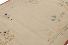 Rug & Kilim’s Chinese Style Art Deco rug in Beige with Colorful Florals