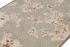 Rug & Kilim’s Chinese Style Art Deco rug in Beige with Colorful Florals