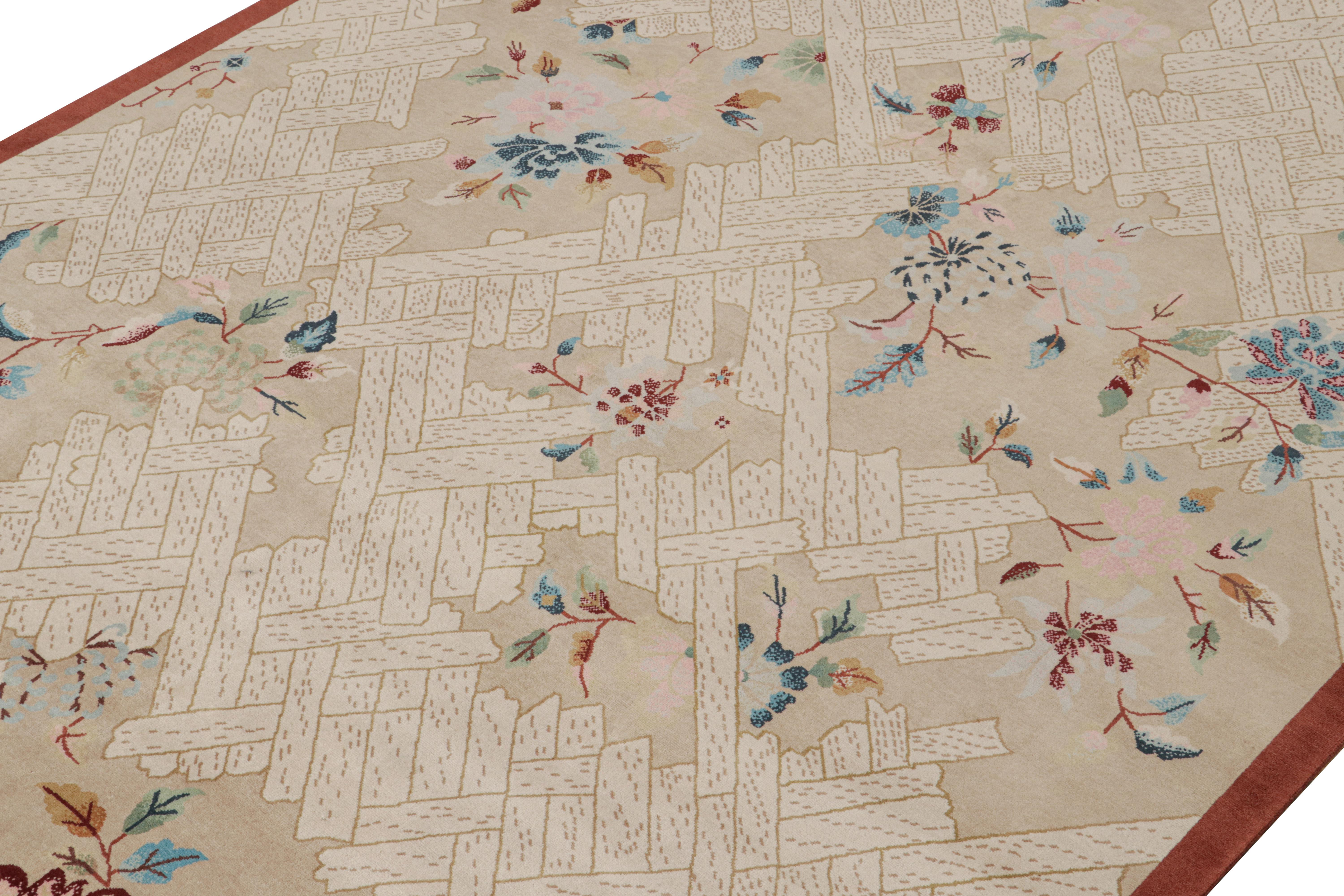 Diese 9x14 große Ode an das chinesische Art Deco ist die nächste Ergänzung der neu inspirierten Deco Collection'S von Rug & Kilim. Handgeknüpft aus Wolle.
Weiter zum Design:
Dieses Stück zeigt den Deco-Stil der 1920er Jahre in einer Mischung aus