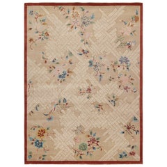 Rug & Kilim’s Chinese Style Art Deco rug in Beige with Colorful Florals
