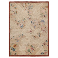 Tappeto Rug
Kilim in stile Art Deco cinese in beige con fiori colorati