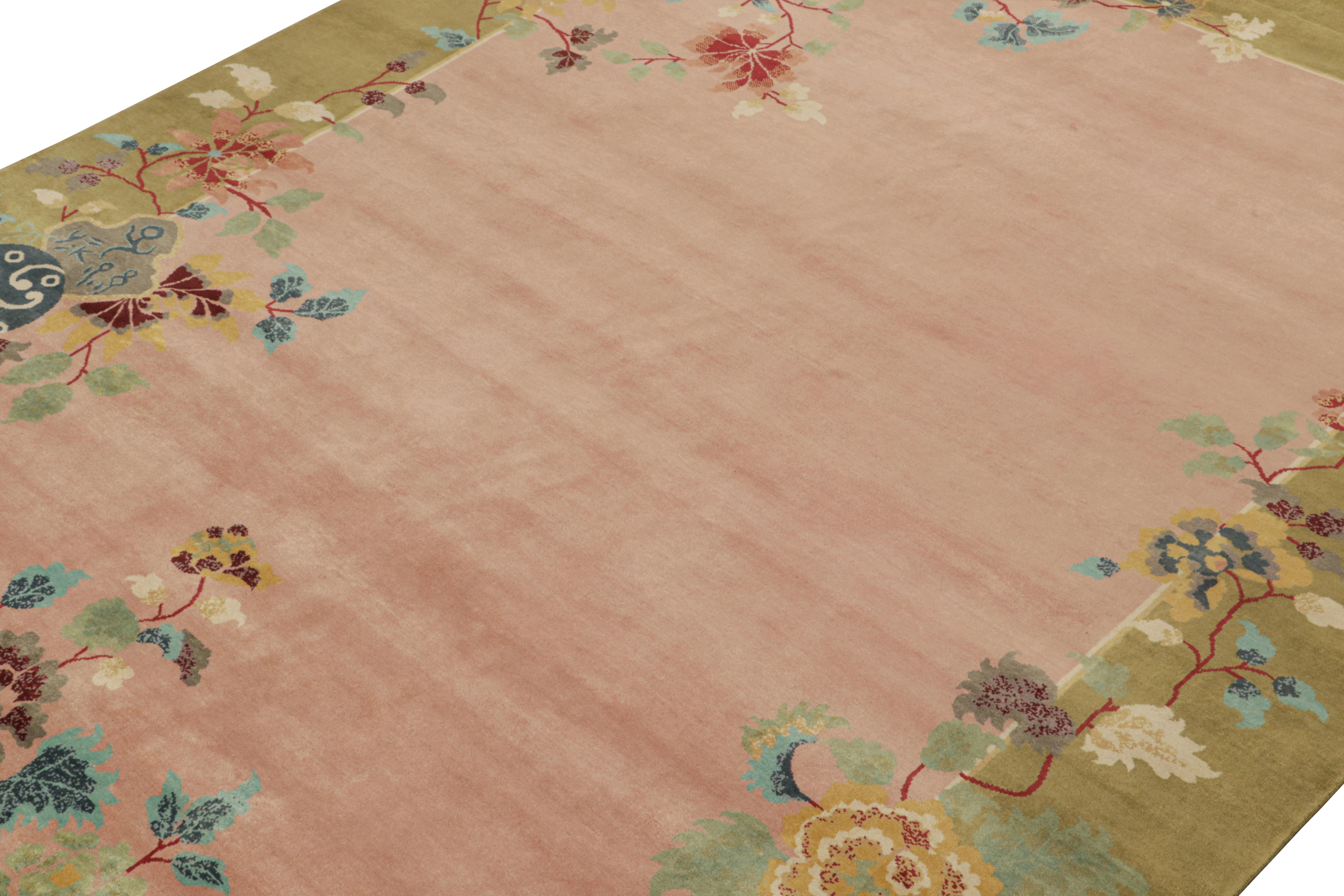 This 10x14 ode to Chinese Art Deco rugs is the next addition to Rug & Kilim’s newly inspired Deco Collection. Hand-knotted in wool.

Further on the Design: 

This piece boasts the minimalist Deco style of the 1920s and reimagines it with new