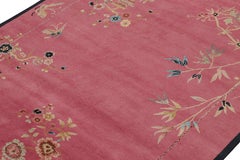 Rug & Kilim’s Chinese Style Art Deco rug in Pink with Colorful Florals