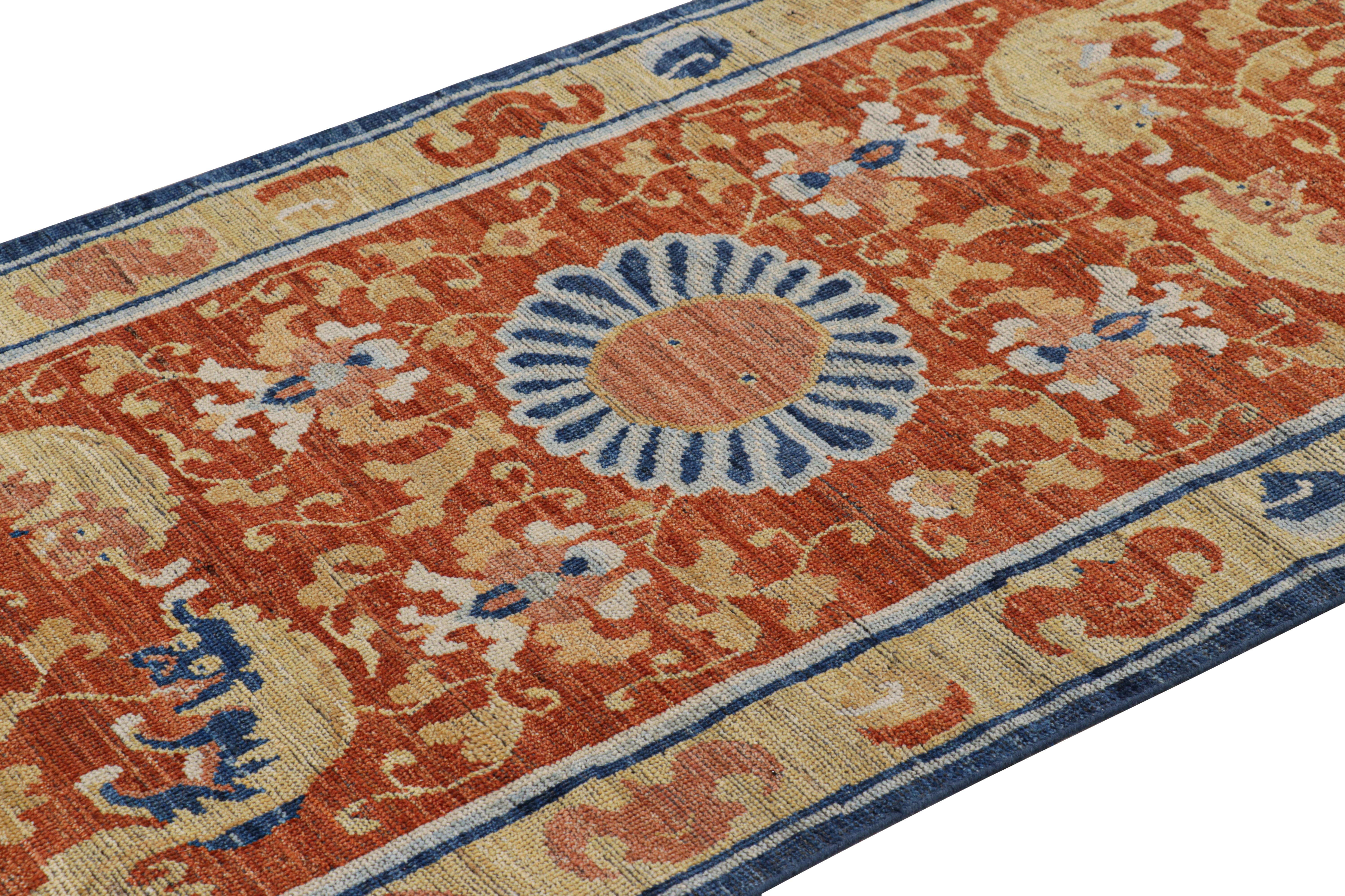 Hand-knotted in a special blend of Ghazni wool, this 3x9 runner rug is an exciting new addition to Rug & Kilim’s custom-classics Burano Collection—inspired by antique Chinese Art Deco rugs, particularly rare designs incorporating the Kirin