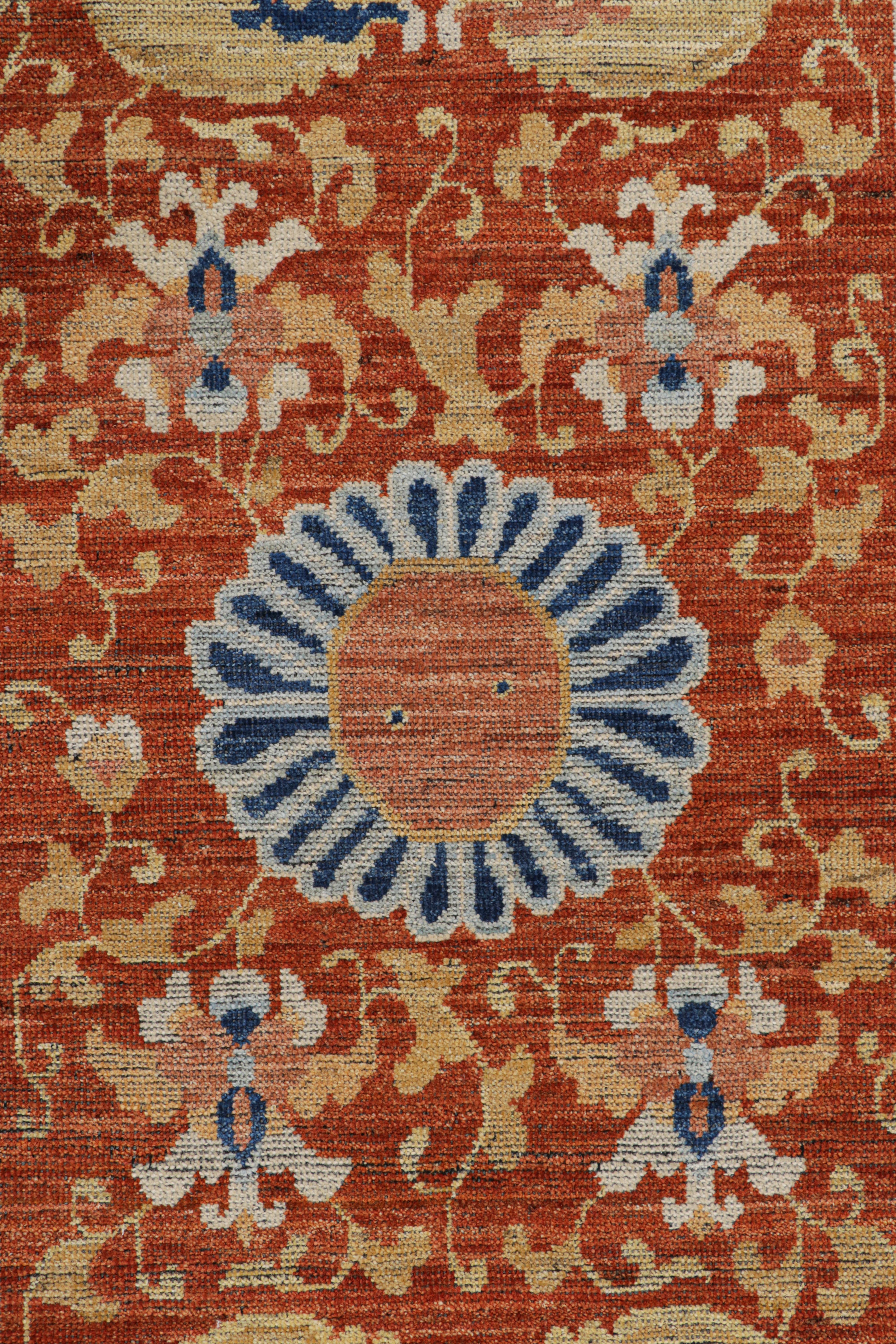 Art Deco Rug & Kilim’s Chinese Style Runner Rug in Burnt Orange with Kirin Pictorials For Sale