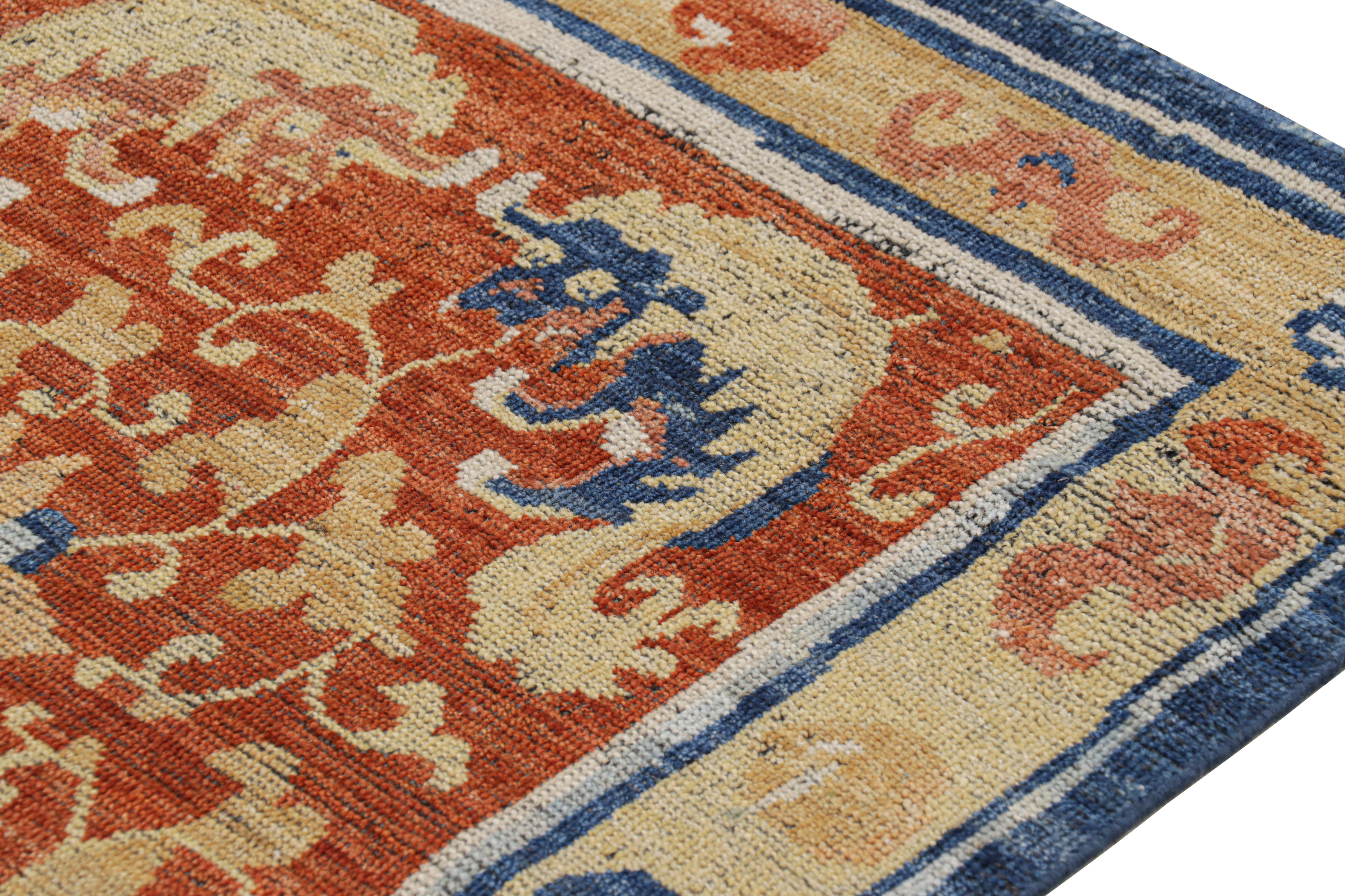 Rug & Kilim’s Chinese Style Runner Rug in Burnt Orange with Kirin Pictorials In New Condition For Sale In Long Island City, NY