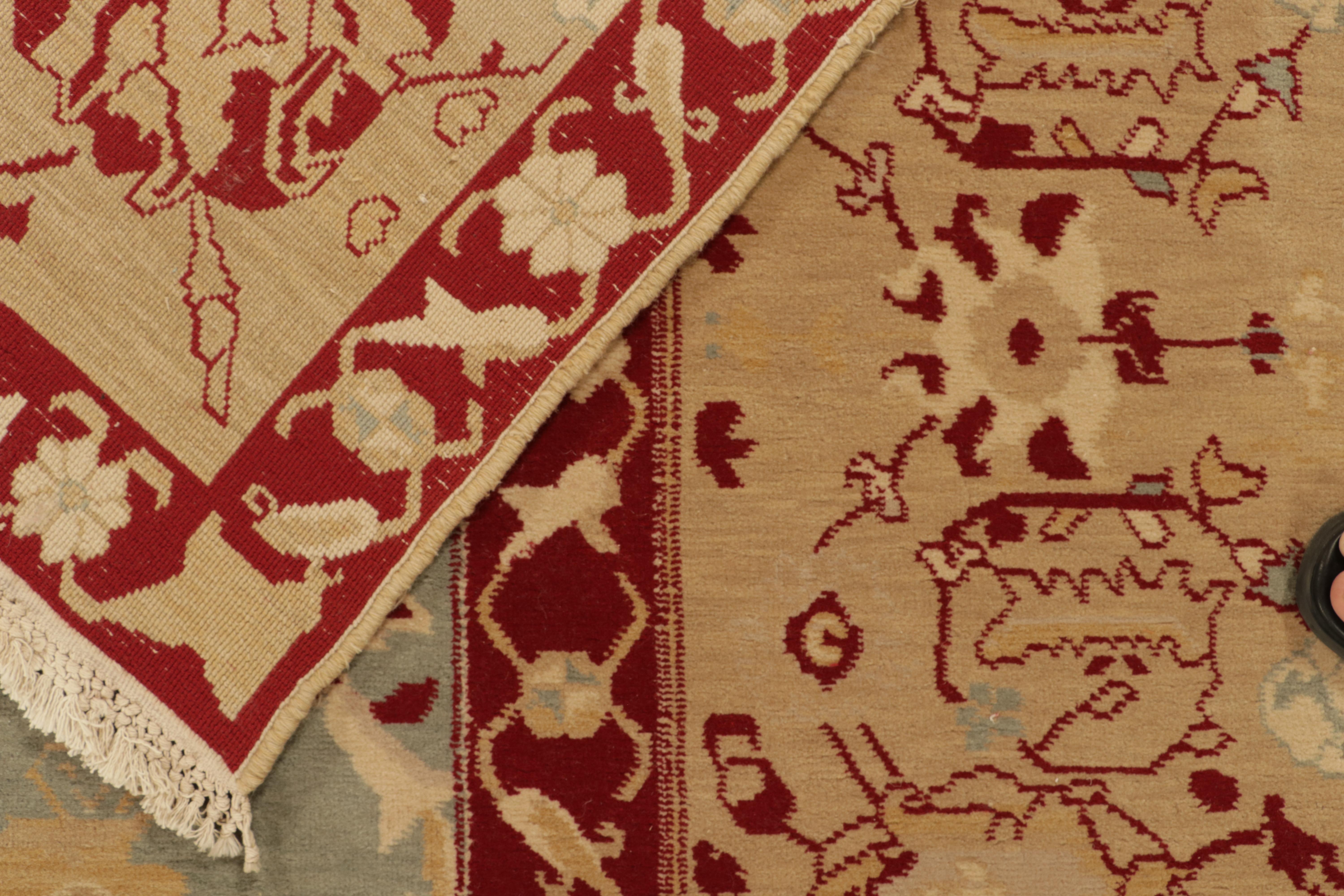 Rug & Kilim's Classic Agra Stil Teppich in Blau mit roten und goldenen Blumenmustern im Angebot 2