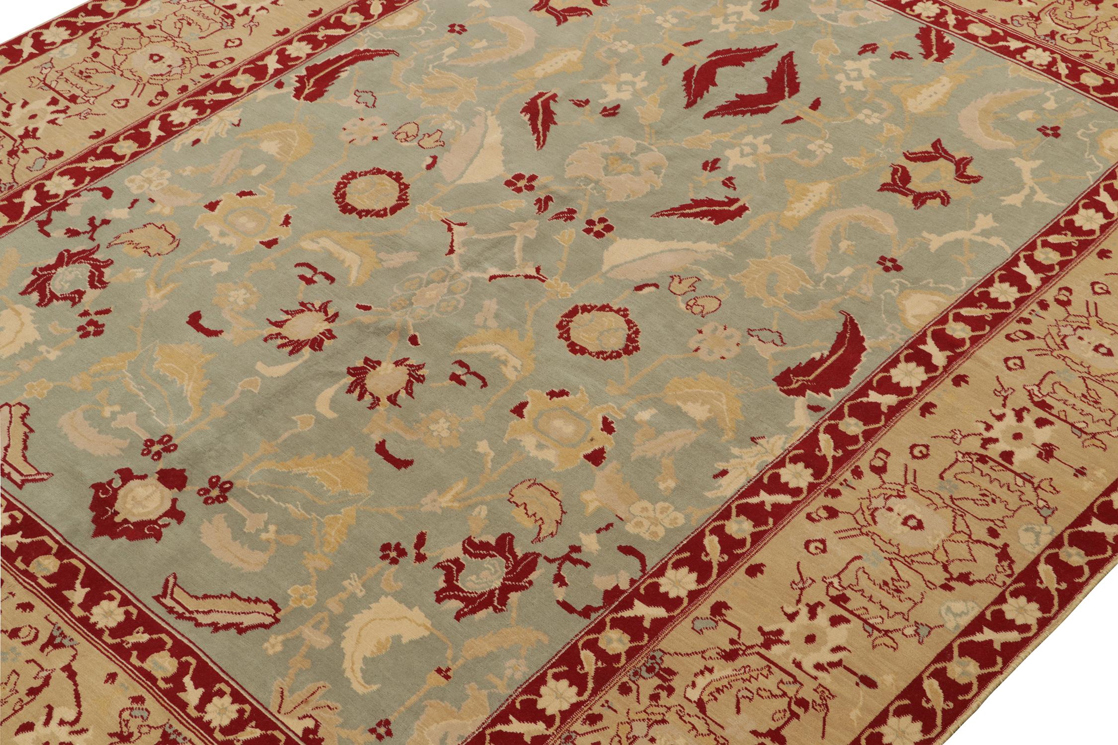 Rug & Kilim's Classic Agra style rug in Blue with Red and Gold Floral Patterns (tapis classique de style Agra en bleu avec des motifs floraux rouges et dorés) Neuf - En vente à Long Island City, NY