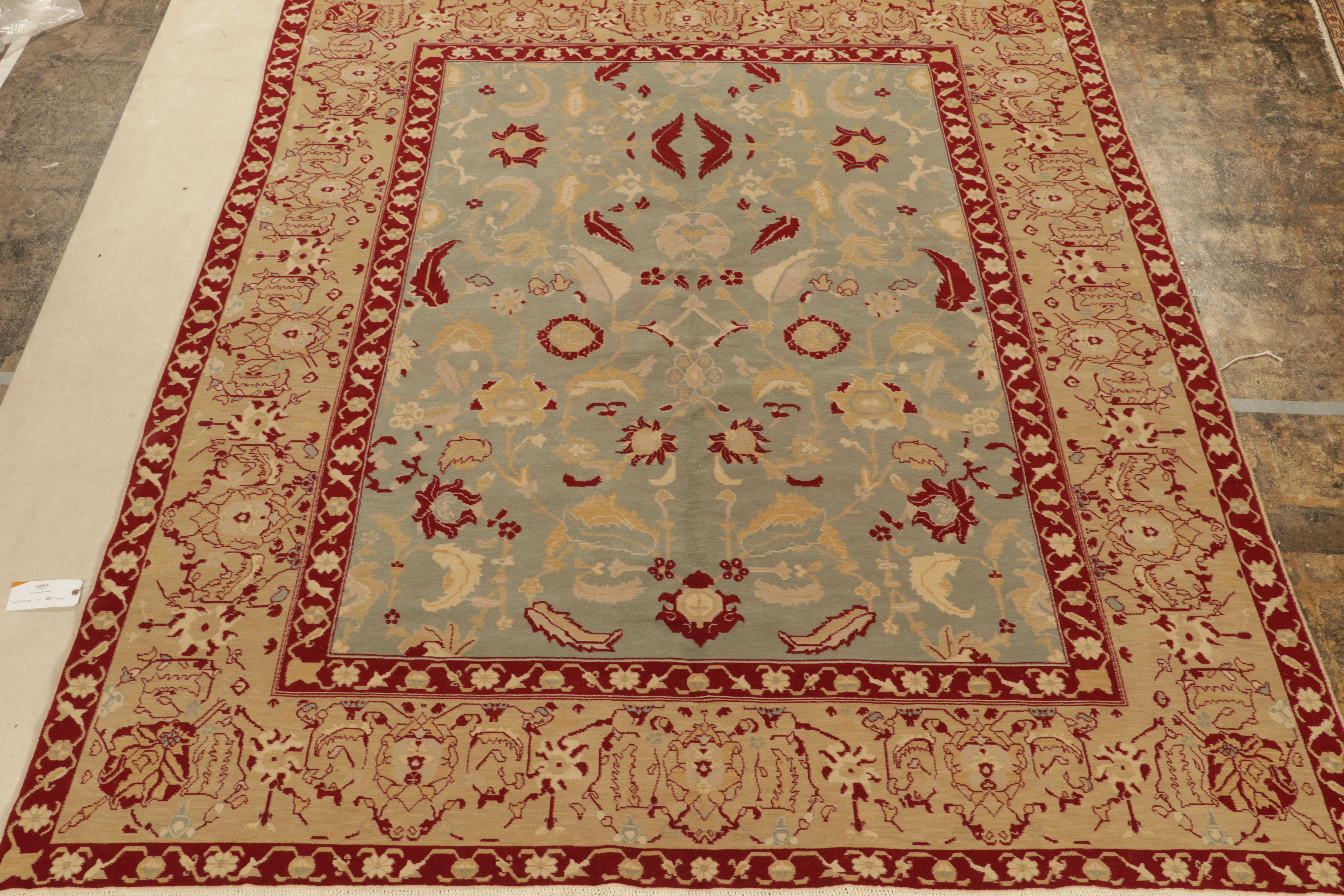 Rug & Kilim's Classic Agra Stil Teppich in Blau mit roten und goldenen Blumenmustern (Handgeknüpft) im Angebot