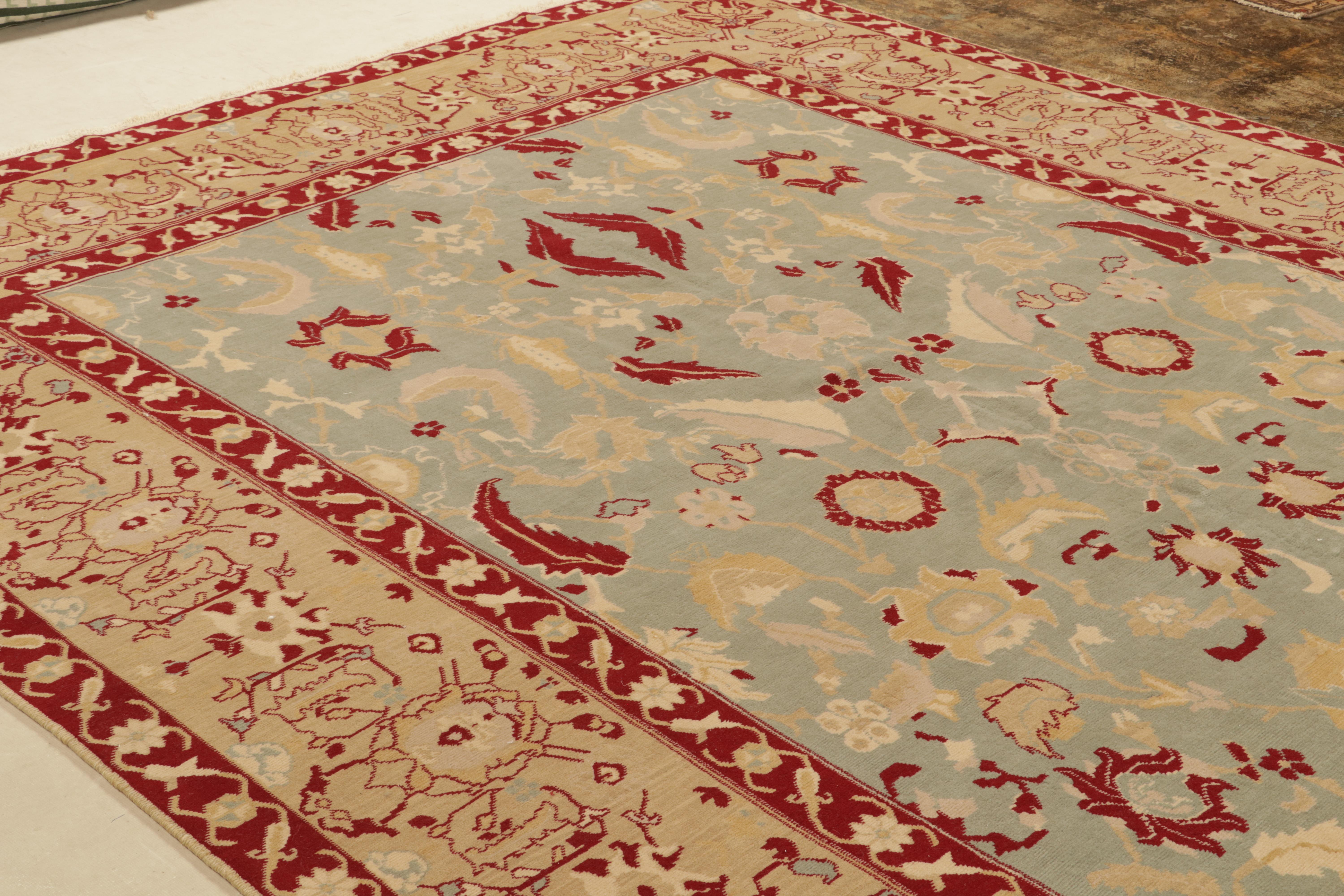 Klassischer Agra-Teppich von Rug & Kilim in Blau mit rot-goldenen Blumenmustern (21. Jahrhundert und zeitgenössisch) im Angebot
