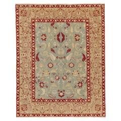 Rug & Kilim's Classic Agra Stil Teppich in Blau mit roten und goldenen Blumenmustern