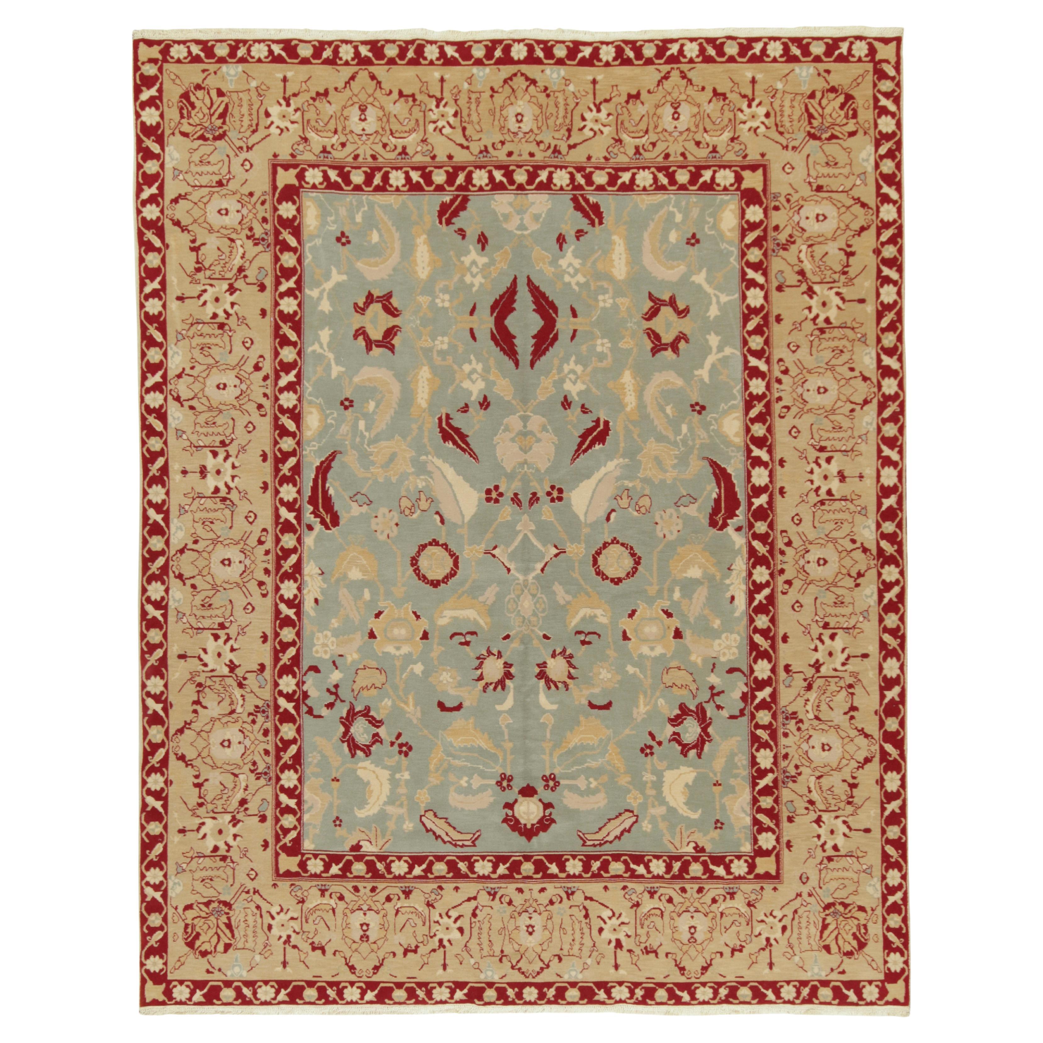 Klassischer Agra-Teppich von Rug & Kilim in Blau mit rot-goldenen Blumenmustern