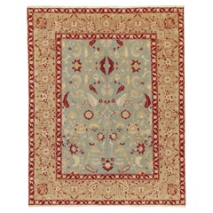 Klassischer Agra-Teppich von Rug & Kilim in Blau mit rot-goldenen Blumenmustern