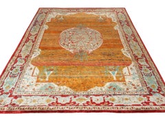 Rug & Kilim's Classic Agra Style Teppich in Orange-Rot, blaues Medaillon-Muster