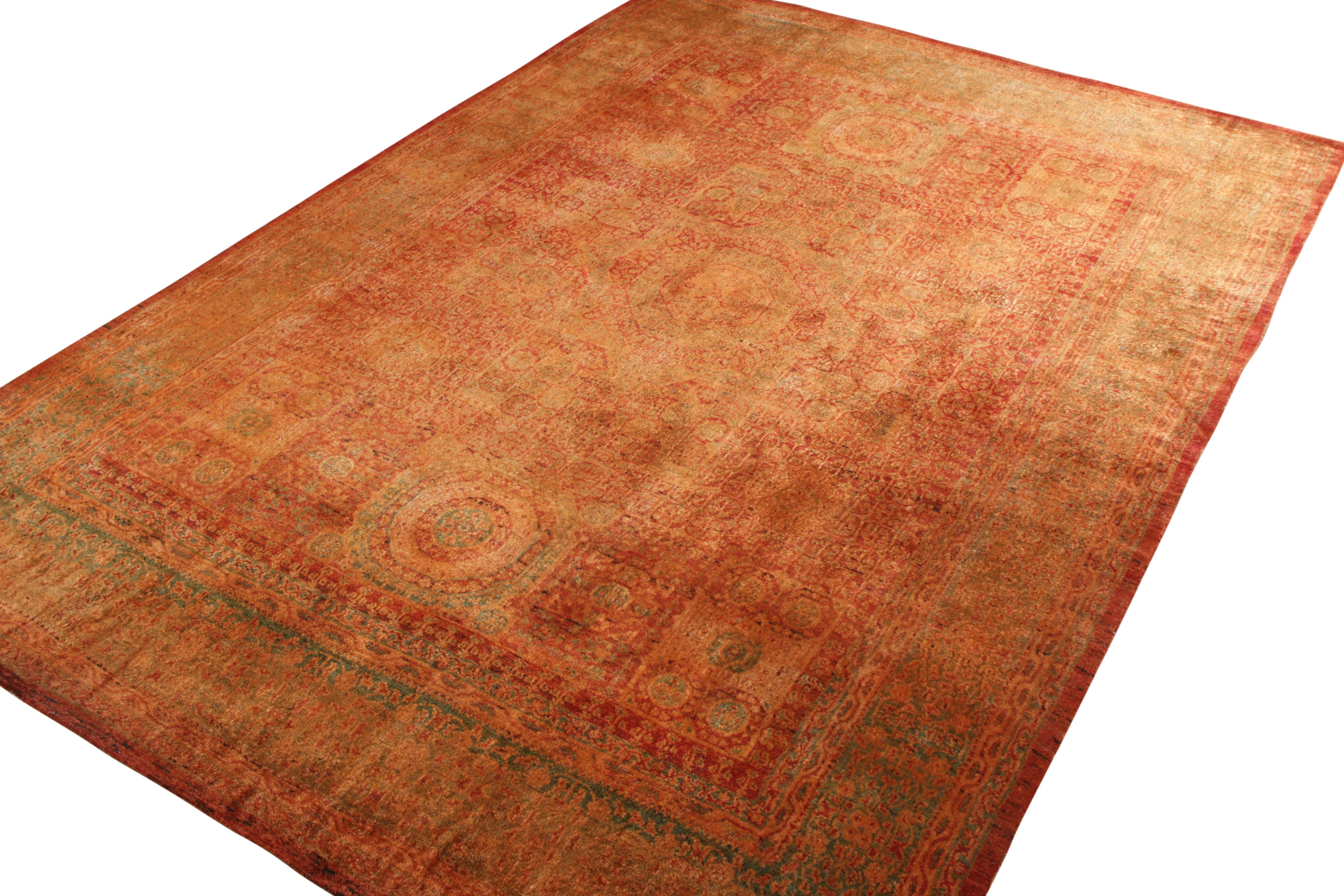 Alfombra clásica estilo Agra de Rug & Kilim en rojo y naranja con dibujo geométrico Otro en venta