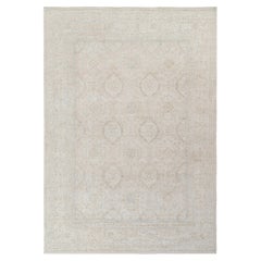 Klassischer Teppich & Kilims, maßgefertigter Teppich in Allover-Blau, Beige-Grau mit geometrischem Muster