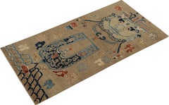 Rug & Kilim’s Classic Dragon Style Runner in Beige, Orange and Blue Pictorial
