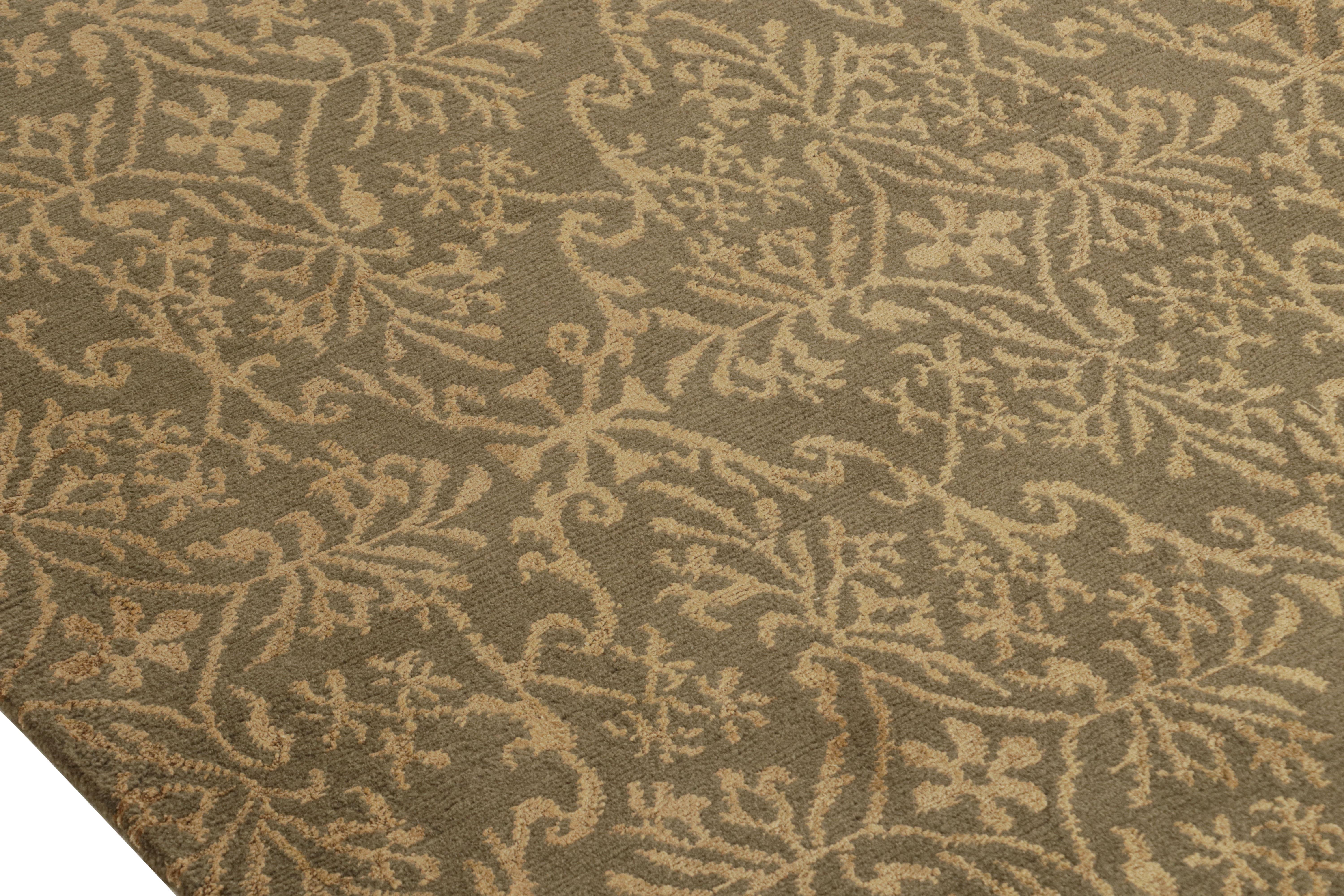 Rug & Kilim’s European Style Rug in Brown and Gold with Floral Pattern “Cordoba” In New Condition For Sale In Long Island City, NY