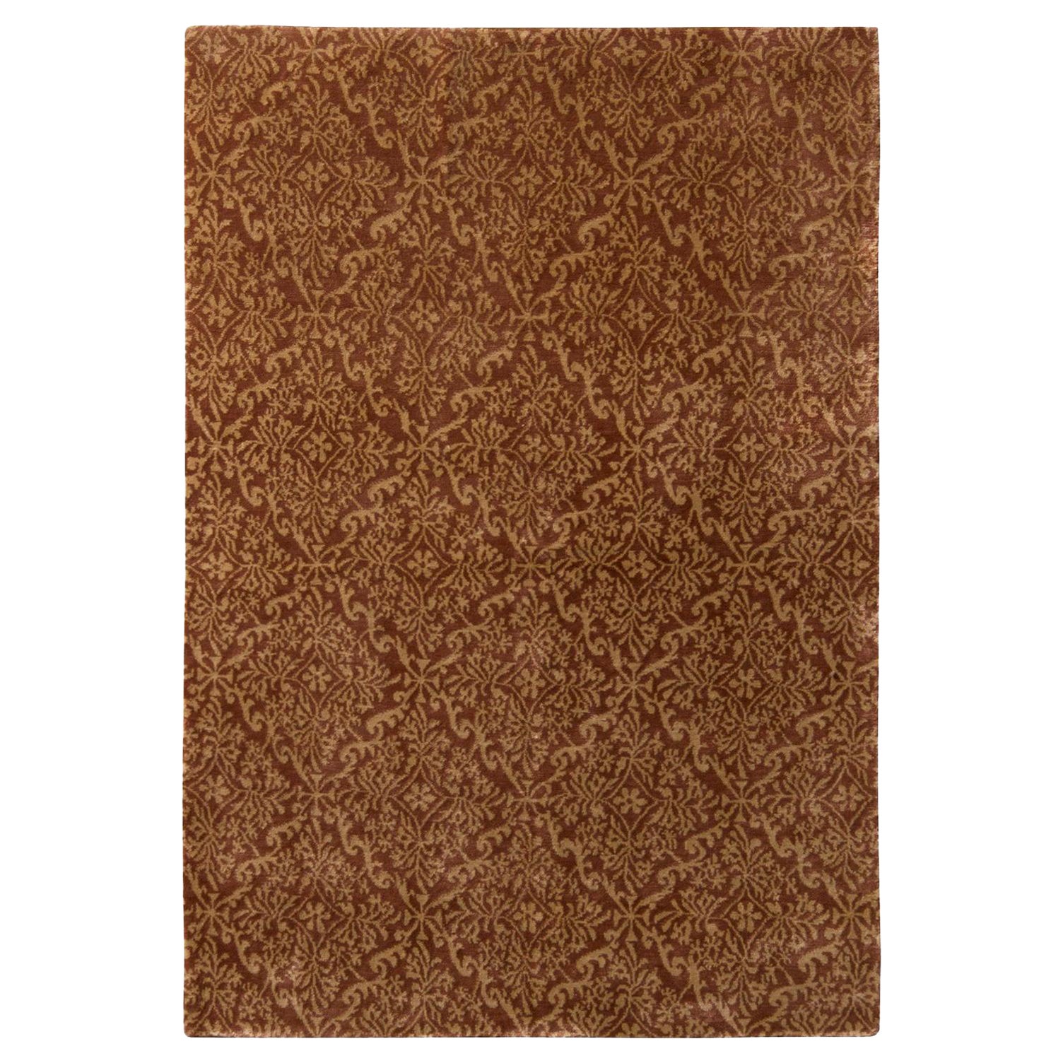 Rug & Kilim's Classic European Style Rug in All over Brown, Gold Floral Pattern (Tapis de style européen classique avec motifs floraux)