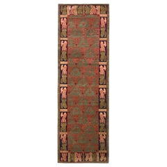 Rug & Kilim's Classic European-Style Runner Green Red Custom Rug Pattern