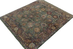 Rug & Kilim’s Classic Garden Style Rug in Green, Blue and Polychromatic Florals
