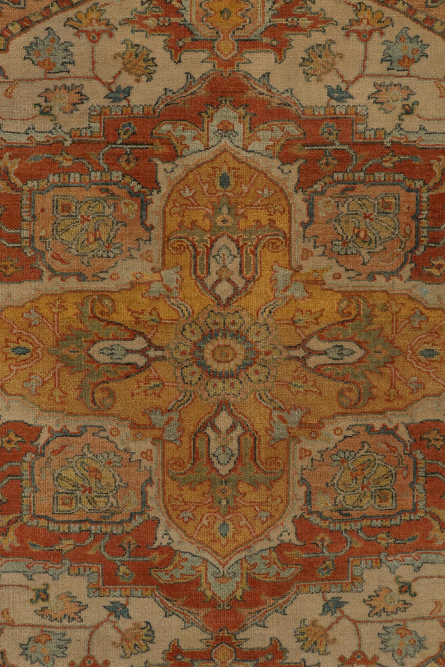 Rug & Kilim’s Classic Heriz Style Rug in Gold, Red and Blue Medallion Style In New Condition For Sale In Long Island City, NY